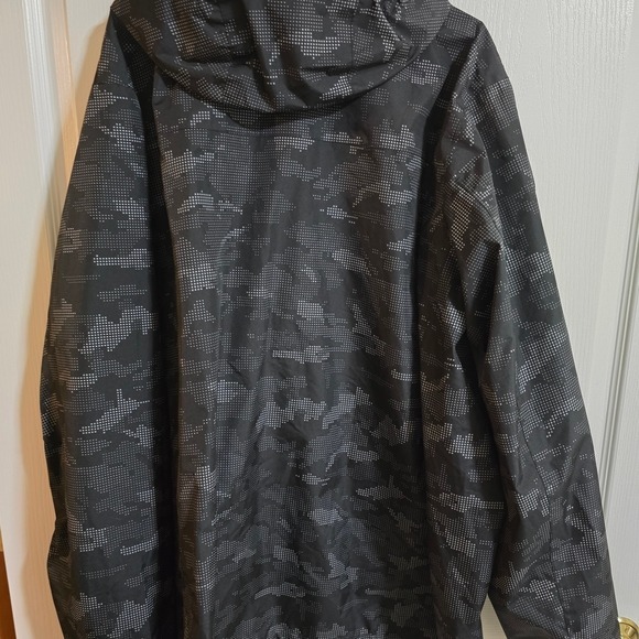 Eddie Bauer Gray Camo Rain Jacket Full Zip Hooded Windbreaker New TXL /0034 - Picture 3 of 3